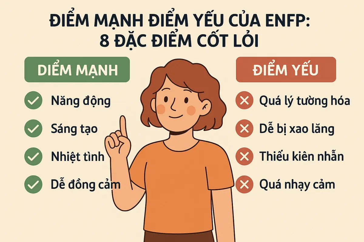 Điểm mạnh điểm yếu của ENFP: 8 đặc điểm cốt lõi