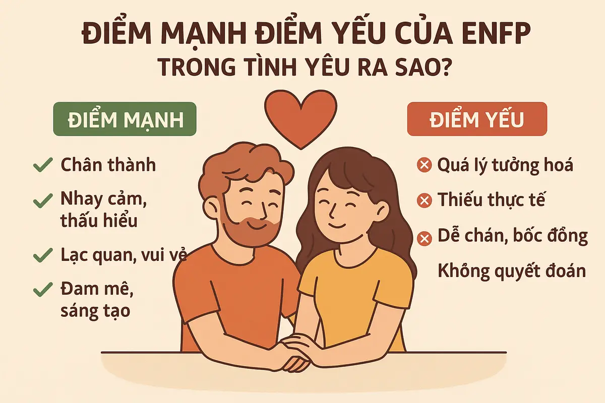 Điểm mạnh điểm yếu của ENFP trong tình yêu ra sao?