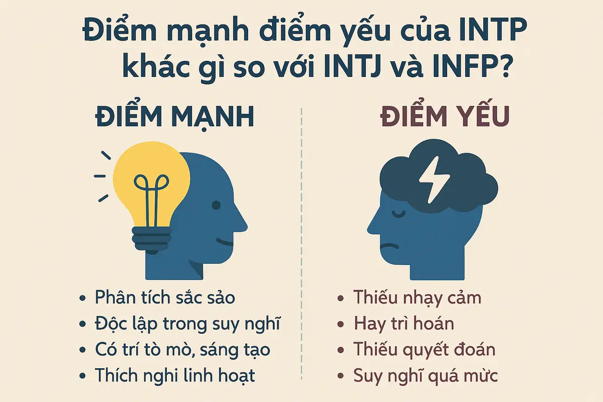 Điểm mạnh điểm yếu của intp khác gì so với INTJ và INFP?
