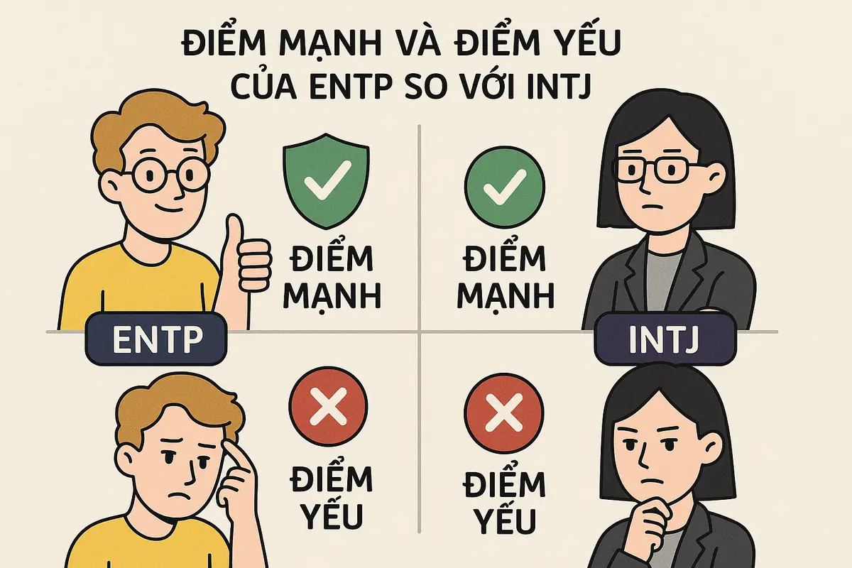 Điểm mạnh và điểm yếu của ENTP so với INTJ