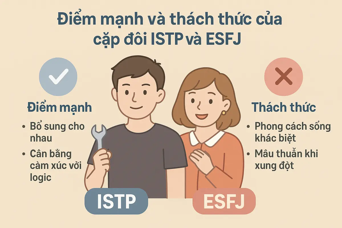 Điểm mạnh và thách thức của cặp đôi ISTP và ESFJ
