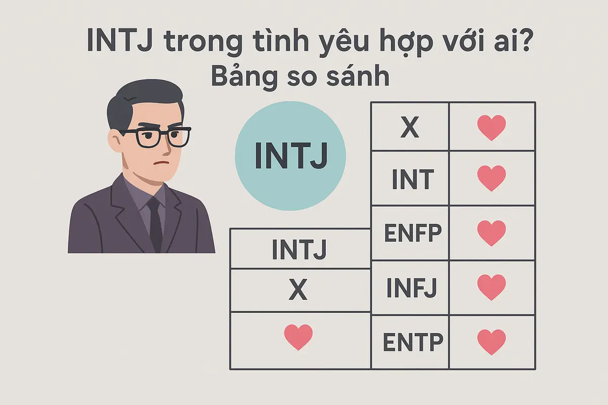 INTJ trong tình yêu hợp với ai? Bảng so sánh