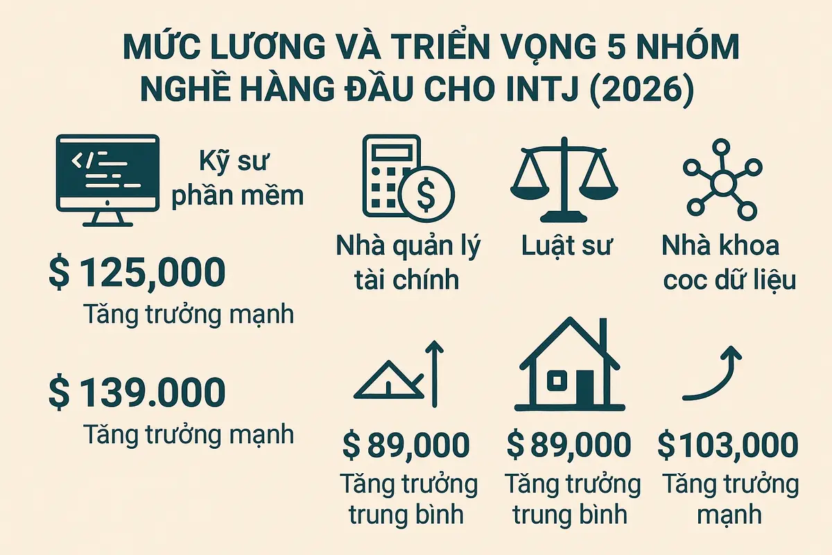 Mức lương và triển vọng 5 nhóm nghề hàng đầu cho INTJ (2026)