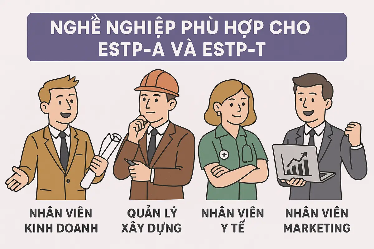 Nghề nghiệp phù hợp cho ESTP-A và ESTP-T