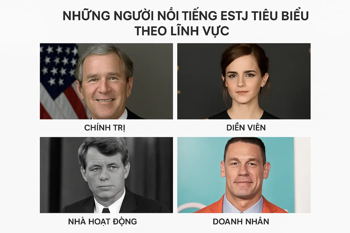 Những người nổi tiếng ESTJ tiêu biểu theo lĩnh vực?